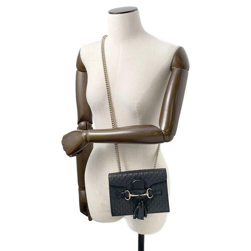 Gucci Horsebit Chain Bag Black Shoulder ssima Leather - Picture 4 of 12